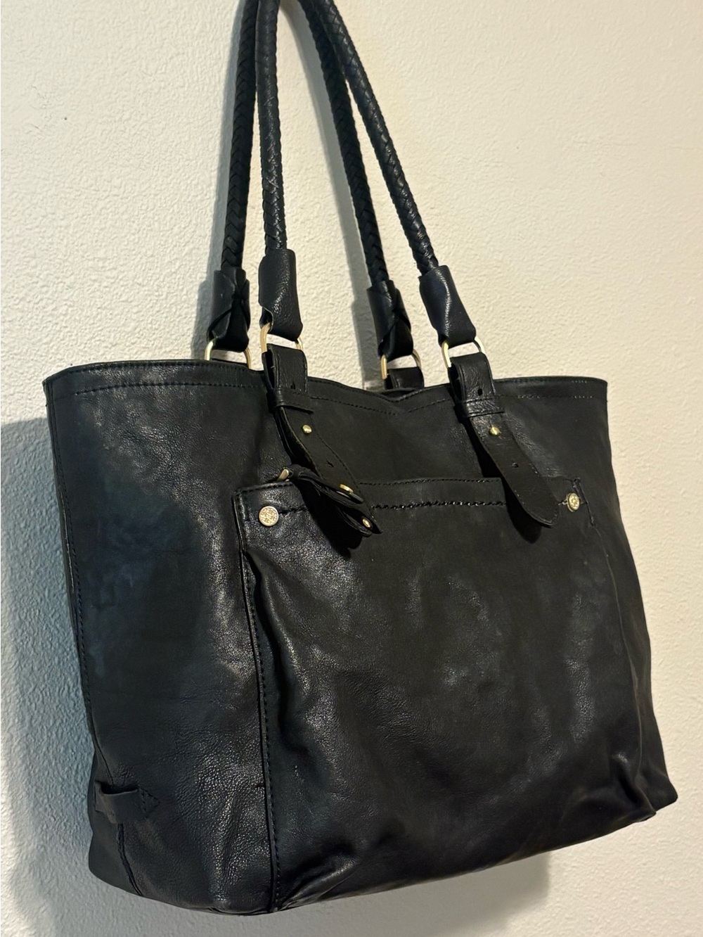 Classic Cole Haan Black Leather Tote Bag